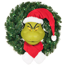 Load image into Gallery viewer, Hallmark Dr. Seuss's How the Grinch Stole Christmas!™ The Grinch Wreath With Light, Sound and Motion, 24”