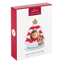 Load image into Gallery viewer, Hallmark Baby's First Christmas Red and White Tree 2025 Photo Frame Ornament