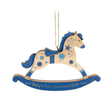 Load image into Gallery viewer, Hallmark Baby Boy's First Christmas Rocking Horse 2024 Wood Ornament