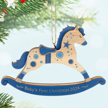 Load image into Gallery viewer, Hallmark Baby Boy's First Christmas Rocking Horse 2024 Wood Ornament