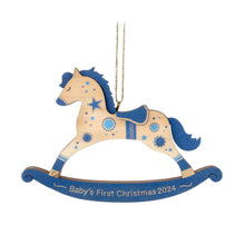 Load image into Gallery viewer, Hallmark Baby Boy's First Christmas Rocking Horse 2024 Wood Ornament