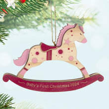 Load image into Gallery viewer, Hallmark Baby Girl's First Christmas Rocking Horse 2024 Wood Ornament