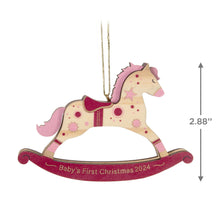 Load image into Gallery viewer, Hallmark Baby Girl's First Christmas Rocking Horse 2024 Wood Ornament