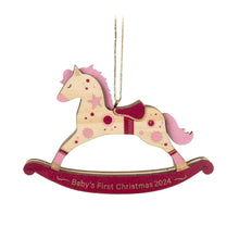 Load image into Gallery viewer, Hallmark Baby Girl's First Christmas Rocking Horse 2024 Wood Ornament