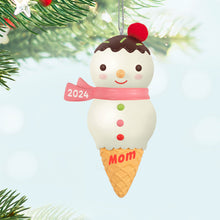 Load image into Gallery viewer, Hallmark Mom Snowman Ice Cream Cone 2024 Ornament