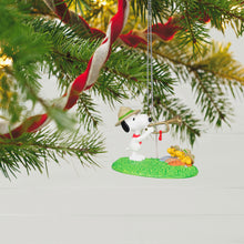 Load image into Gallery viewer, Hallmark The Peanuts® Gang Beagle Scouts 50th Anniversary Rise and Shine! 2024 Ornament and Pin, Set of 2
