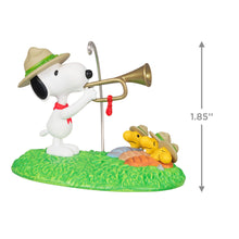 Load image into Gallery viewer, Hallmark The Peanuts® Gang Beagle Scouts 50th Anniversary Rise and Shine! 2024 Ornament and Pin, Set of 2