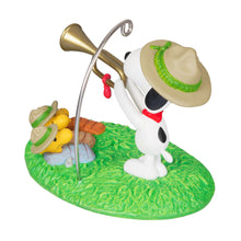 Load image into Gallery viewer, Hallmark The Peanuts® Gang Beagle Scouts 50th Anniversary Rise and Shine! 2024 Ornament and Pin, Set of 2