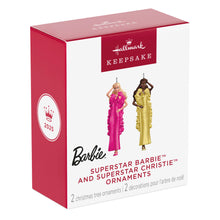 Load image into Gallery viewer, Hallmark Mini Superstar Barbie™ and Superstar Christie™ 2025 Ornaments, Set of 2