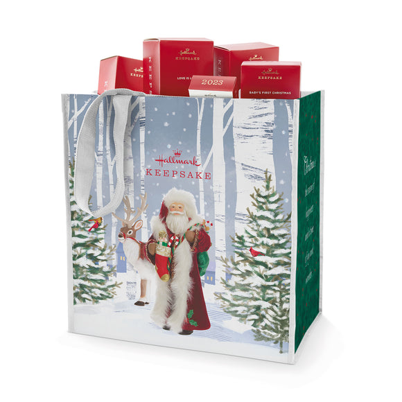 Hallmark Father Christmas Reusable Tote Bag, 13.75