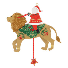 Load image into Gallery viewer, Hallmark Pull-String Lion With Santa 2025 Wood Ornament *coming in Oct
