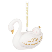 Load image into Gallery viewer, Hallmark Grandbaby&#39;s First Christmas Swan 2025 Porcelain Ornament
