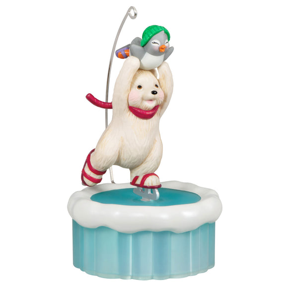 Hallmark Skating Snowball and Tuxedo Ornament With Motion