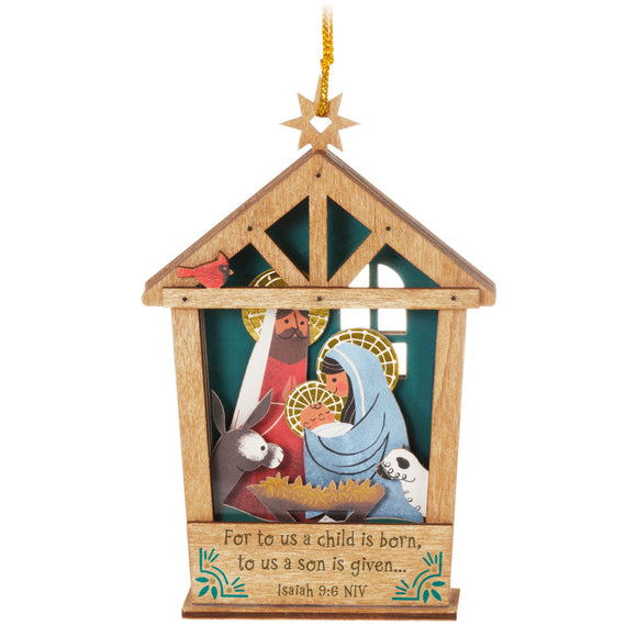 Hallmark A Child is Born Nativity Papercraft Ornament