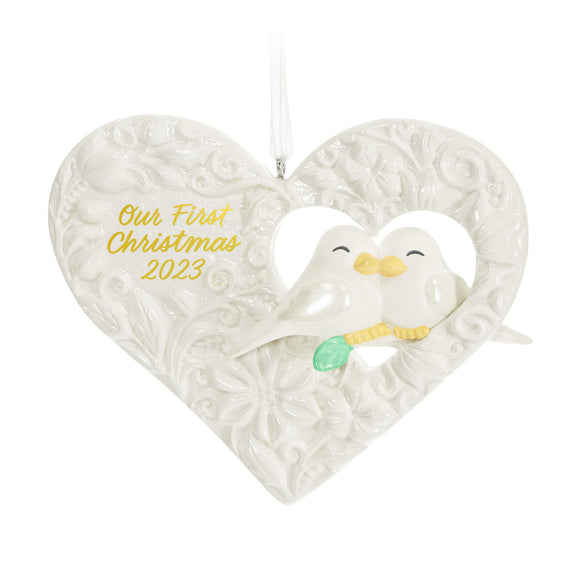 Hallmark Our First Christmas Birds in Heart 2023 Porcelain Ornament