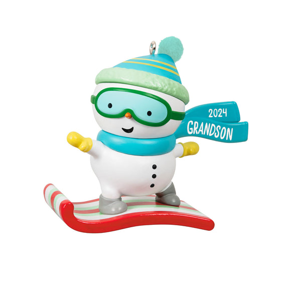 Hallmark Grandson Snowboarding Snowman 2024 Ornament