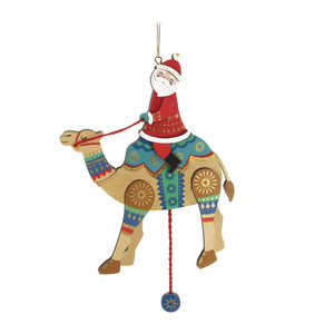 Hallmark Pull-String Camel With Santa Wood Ornament