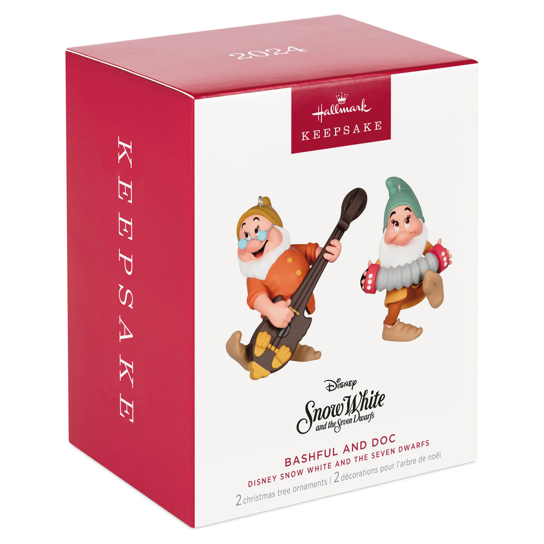 Hallmark Disney Snow White and the Seven Dwarfs Bashful and Doc 2024 Ornaments, Set of 2