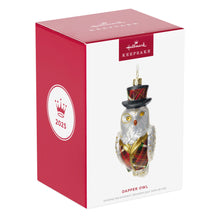 Load image into Gallery viewer, Hallmark Dapper Owl 2025 LTD Glass Ornament
