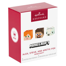 Load image into Gallery viewer, Hallmark Mini Minecraft Alex, Steve and Arctic Fox 2025 Ornaments, Set of 3
