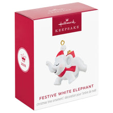 Load image into Gallery viewer, Hallmark Mini Festive White Elephant 2025 Ornament, 1&quot; *coming in Oct
